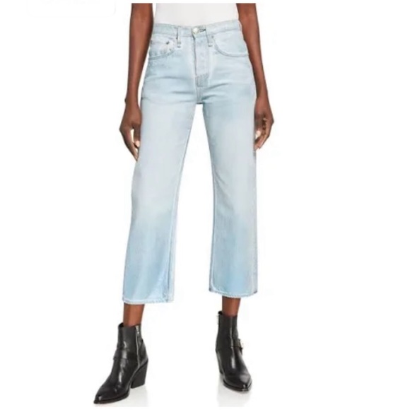 rag & bone Denim - RAG & BONE Maya High-Rise Ankle Straight Jeans In Raven Foil